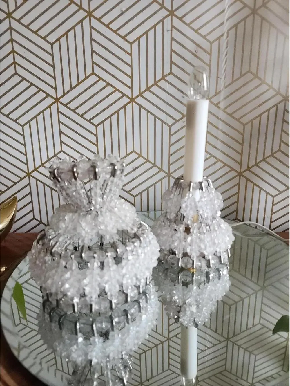 Vintage Petite Beaded Boudoir Accent Lamp